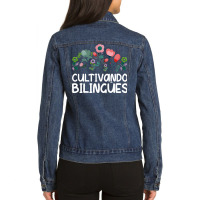 Cultivando Bilingües Spanish Teacher Spanish Teac Ladies Denim Jacket | Artistshot