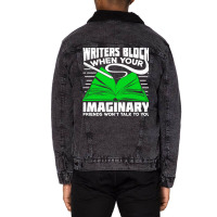 Writers Block Book Author Novelist Gift Cool Unisex Sherpa-lined Denim Jacket | Artistshot