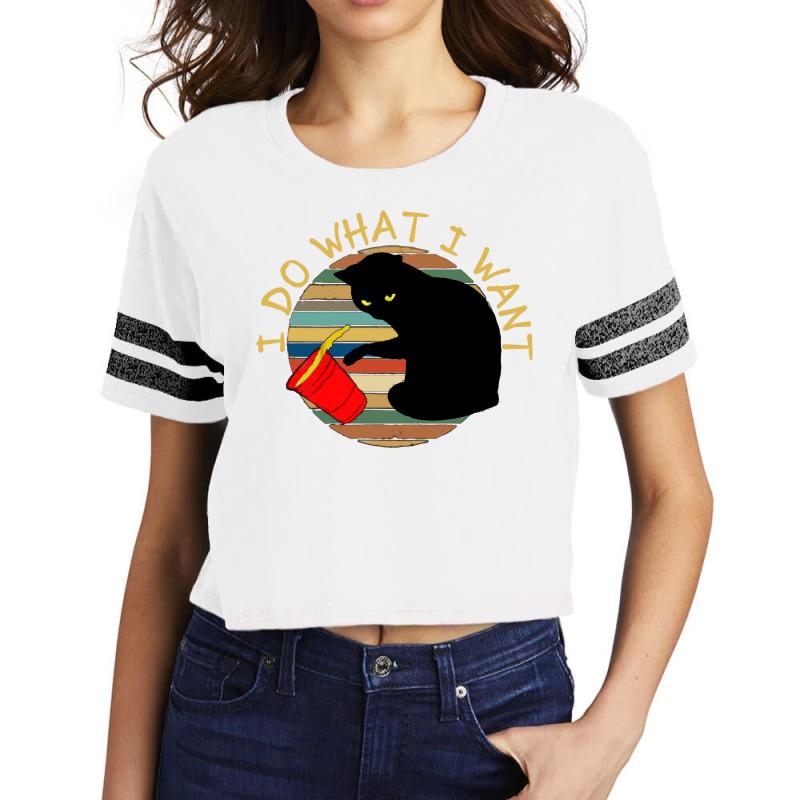 Vintage Retro Do What I Want Black Cat Red Cup Tee Scorecard Crop Tee by songboran4 | Artistshot