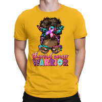 Thyroid Cancer Warrior Afro Messy Bun T-shirt | Artistshot