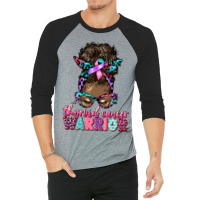 Thyroid Cancer Warrior Afro Messy Bun 3/4 Sleeve Shirt | Artistshot