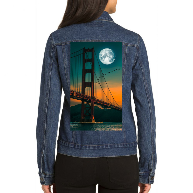 Moon Bridge 2 Ladies Denim Jacket by josef.psd | Artistshot