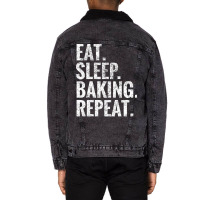 Eat Sleep Baking Repeat Nostalgia Unisex Sherpa-lined Denim Jacket | Artistshot