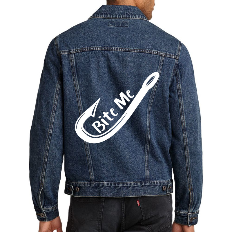 Bite Me Fish Hook Men Denim Jacket by skw art | Artistshot