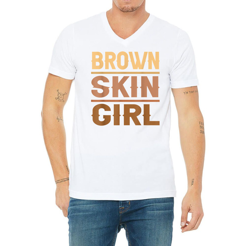 Black Melanin Queen Magic Brown Skin Girl Juneteen V-neck Tee | Artistshot