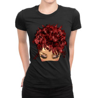 Afro Light Skin Red Hair Messy Bun Ladies Fitted T-shirt | Artistshot