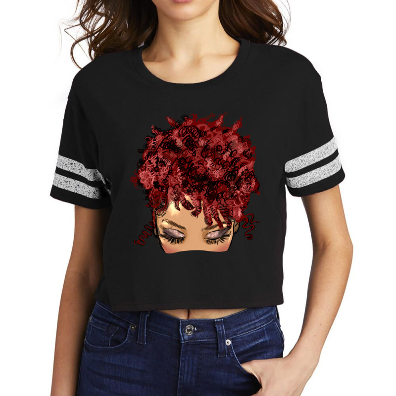 Afro Light Skin Red Hair Messy Bun Scorecard Crop Tee | Artistshot