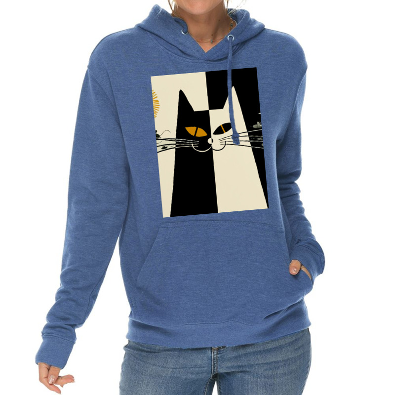 Vintage Black And White Cat Cute Design For Cats L Lightweight Hoodie by cuaylaaarzoa | Artistshot