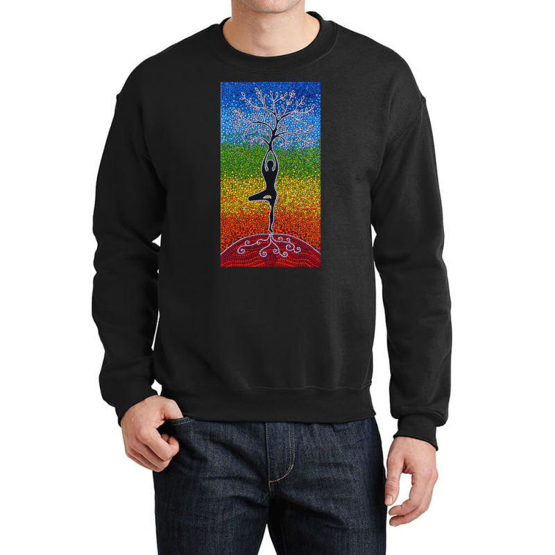 Yoga Tree Of Life Vintage Girl Meditation Yoga Lov Crewneck Sweatshirt by cuaylaaarzoa | Artistshot