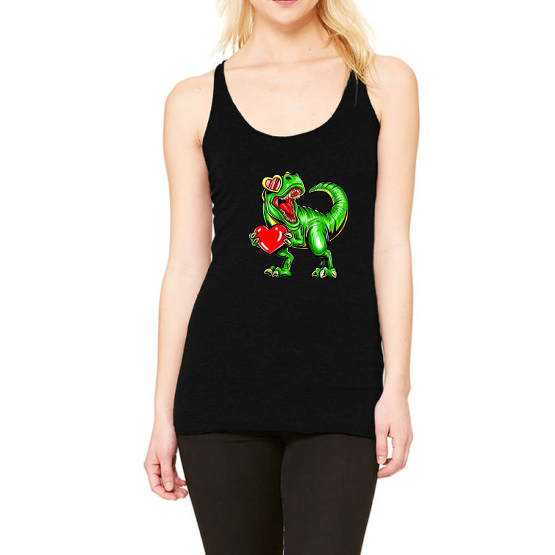 Dinosaur Valentine Trex Valentines Day Racerback Tank by Cindy R Holmes | Artistshot