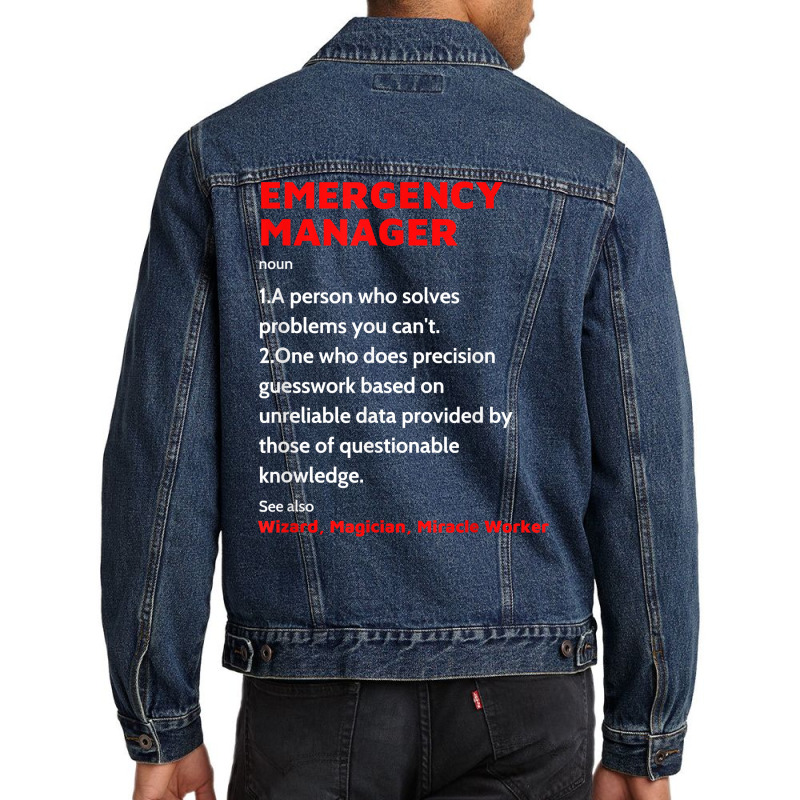 Emergency Manager Funny Management Definition Noun Men Denim Jacket | Artistshot