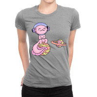 Axolotl In Space 70s Ladies Fitted T-shirt | Artistshot