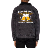 Beer Wrench Smell Of Gasoline Car Mechanic Cute Unisex Sherpa-lined Denim Jacket | Artistshot