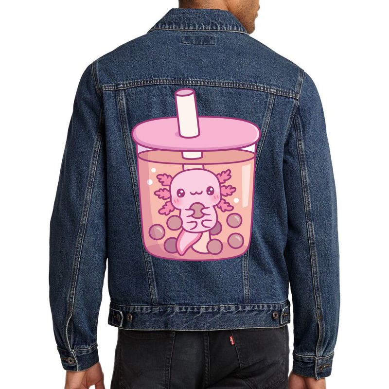 Cute Axolotl In Bubble Tea Funny Tumblr Men Denim Jacket by oreilywendyo | Artistshot