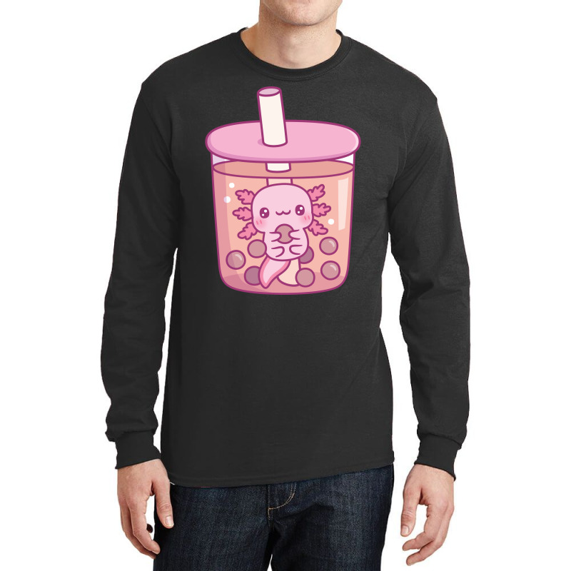 Cute Axolotl In Bubble Tea Funny Tumblr Long Sleeve Shirts by oreilywendyo | Artistshot