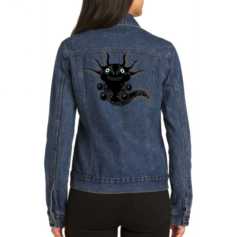 Cute Black Axolotl From The Space Trending Ladies Denim Jacket by acresdulacm | Artistshot