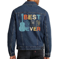 Best Dad Ever Guitar Chords Musician Funny Fathers Men Denim Jacket | Artistshot