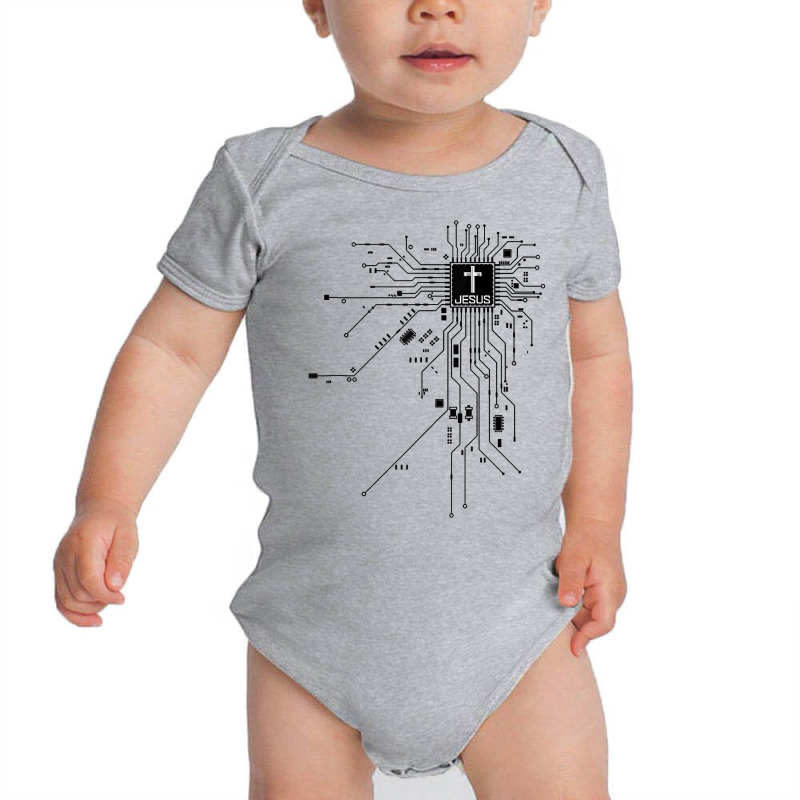 Electronic Chip Jesus Christian Funny Faith Lover Baby Bodysuit by peeteeh | Artistshot