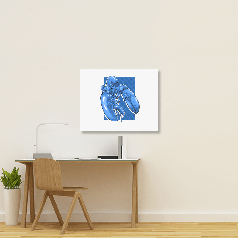 Funny Jumpscare Lobster Meme Blue Crustacean Pullo Landscape Canvas Print | Artistshot