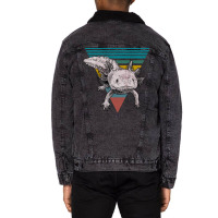 Vintage Axolotl Questions Girl Unisex Sherpa-lined Denim Jacket | Artistshot