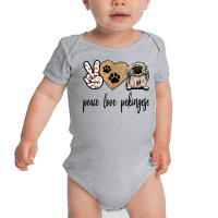 Funny Peace Love Pekingese Dog Lover T Shirt Baby Bodysuit | Artistshot