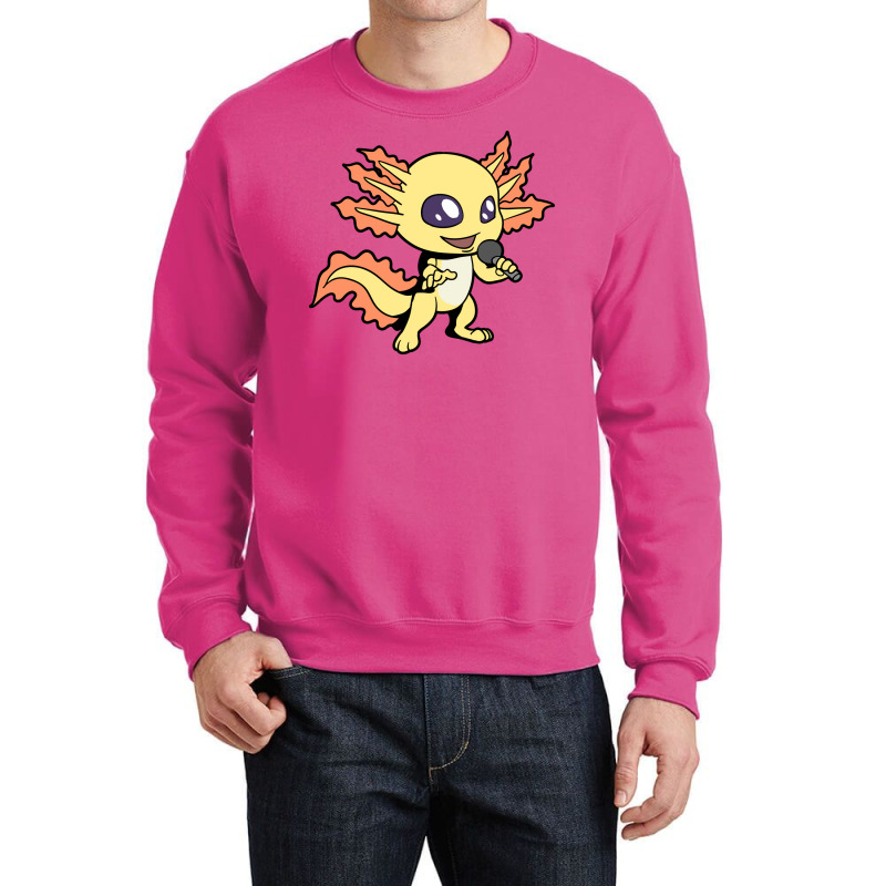 Singing Amphibian With Microphone Axolotl Crewneck Sweatshirt by oreilywendyo | Artistshot