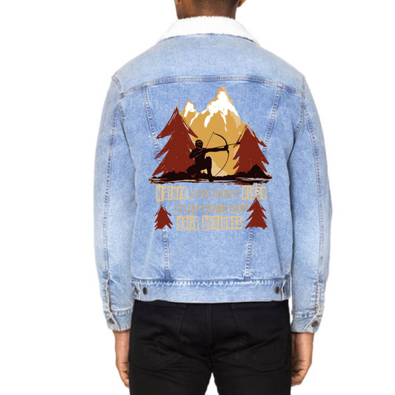 Calm Down Arrowtag Aesthetic Unisex Sherpa-Lined Denim Jacket by dauspops | Artistshot