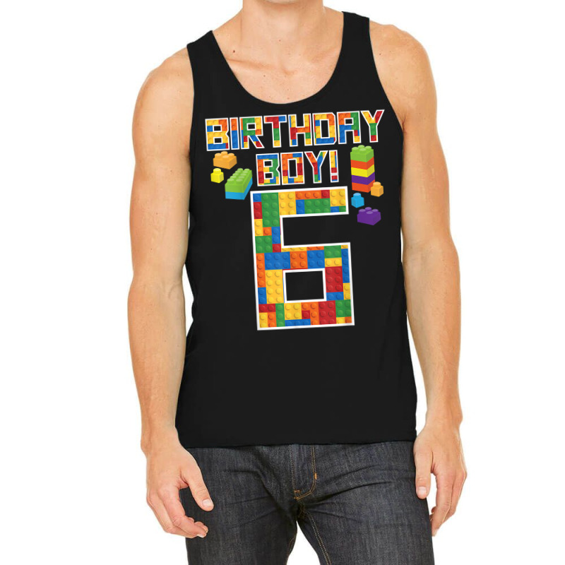 Cute 6th Birthday Gift 6 Years Old Block Building Boys Kids T Shirt Tank Top by adam.troare | Artistshot