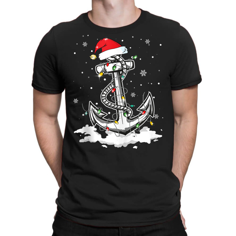 Anchor Boating Sailing Christmas Santa Hat Lights T-shirt | Artistshot