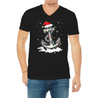 Anchor Boating Sailing Christmas Santa Hat Lights V-neck Tee | Artistshot