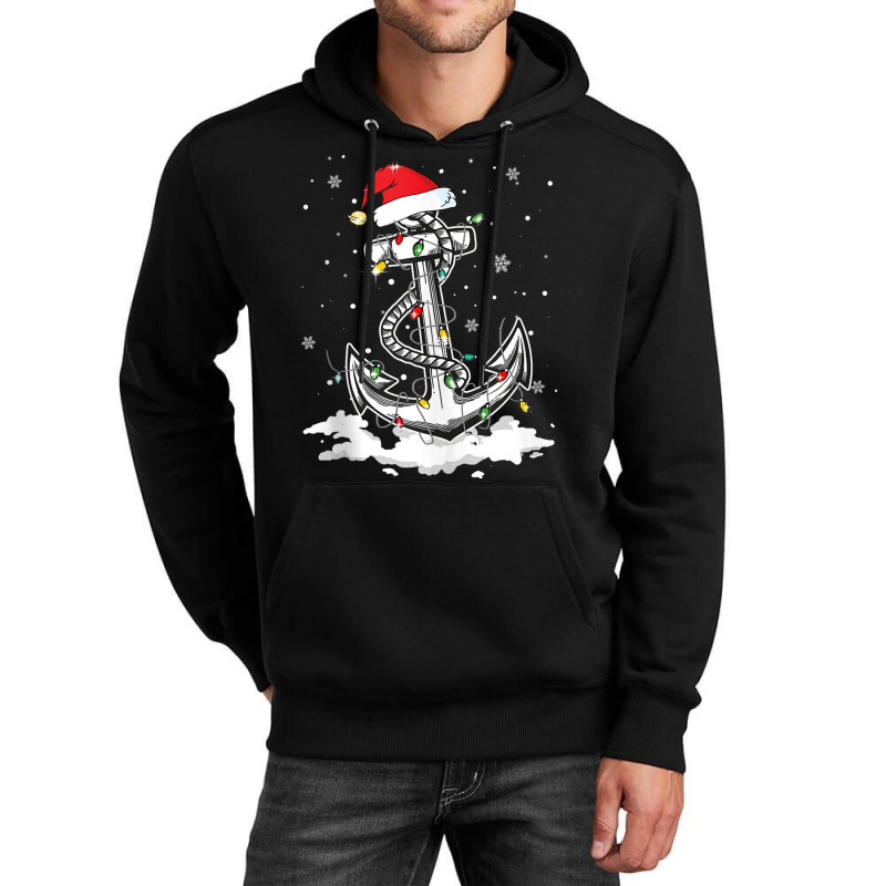 Anchor Boating Sailing Christmas Santa Hat Lights Unisex Hoodie | Artistshot