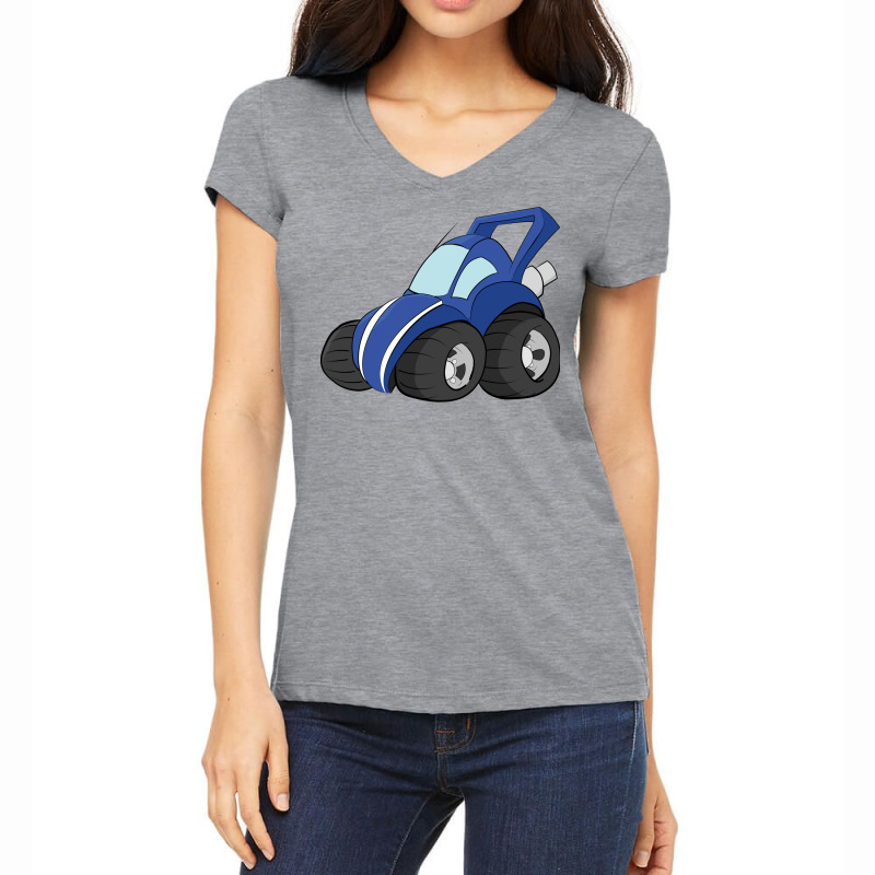 Offroad Blue Wagon Blue Women's V-Neck T-Shirt by mfrekenascam | Artistshot