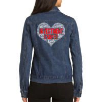 Investment Banker Heart Shape Word Cloud Design Gr Ladies Denim Jacket | Artistshot