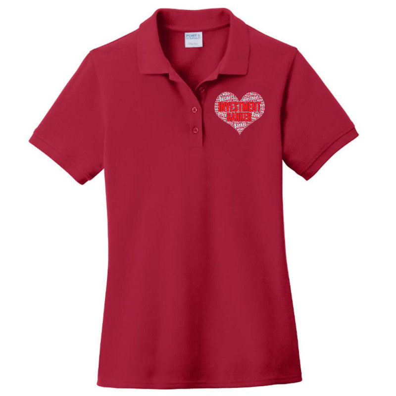 Investment Banker Heart Shape Word Cloud Design Gr Ladies Polo Shirt by idemanhirie | Artistshot