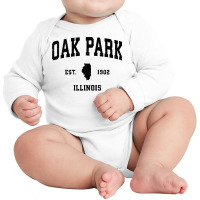 Oak Park Illinois Il Vintage Sports Design Black P Long Sleeve Baby Bodysuit | Artistshot