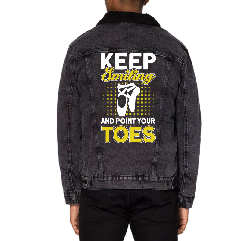 Keep Smiling And Point Your Toes Ballet Dancer Ret Unisex Sherpa-Lined Denim Jacket by efawcuro9 | Artistshot