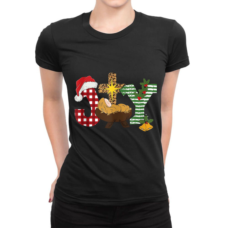 Christian Christmas Joy Jesus Nativity Scene Faith Ladies Fitted T-Shirt by zaeske | Artistshot