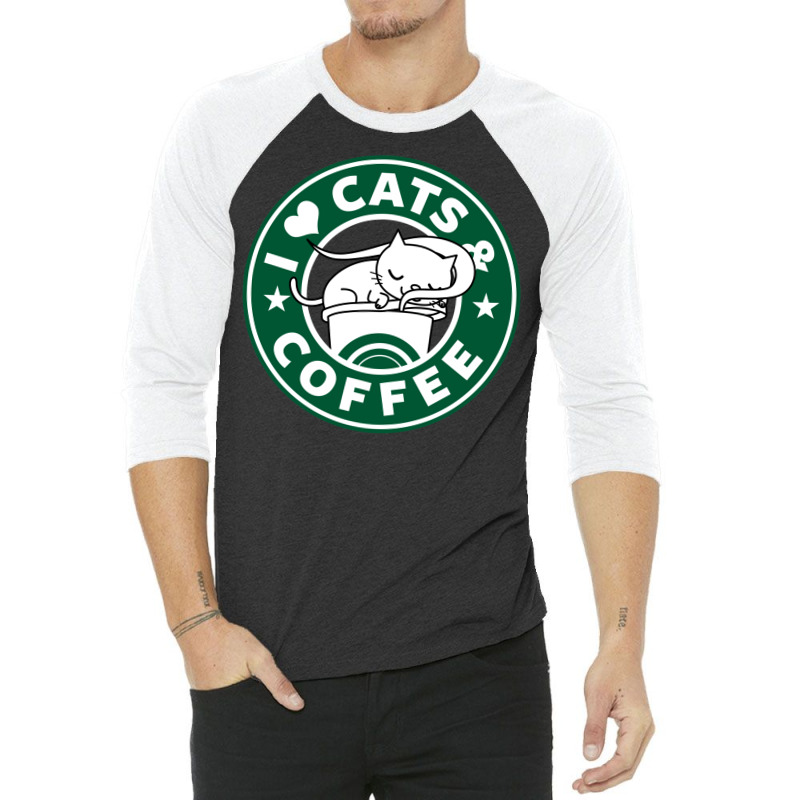 I Heart Cats And Coffee 3/4 Sleeve Shirt by ovillabogevr | Artistshot