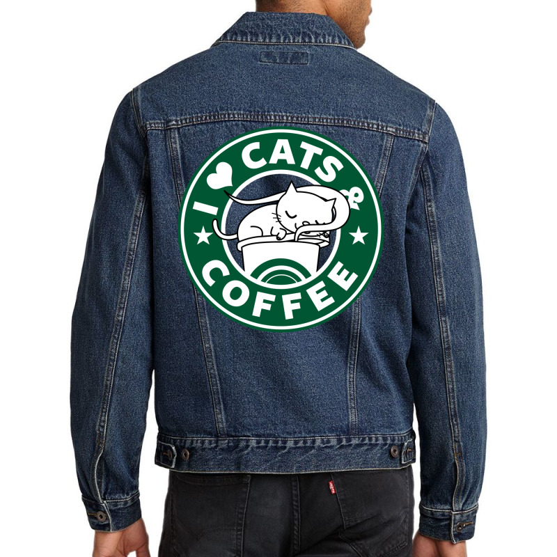 I Heart Cats And Coffee Men Denim Jacket by ovillabogevr | Artistshot