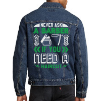 Barber Shop Haircut Beard Hairdresser Gift Cute Lo Men Denim Jacket | Artistshot