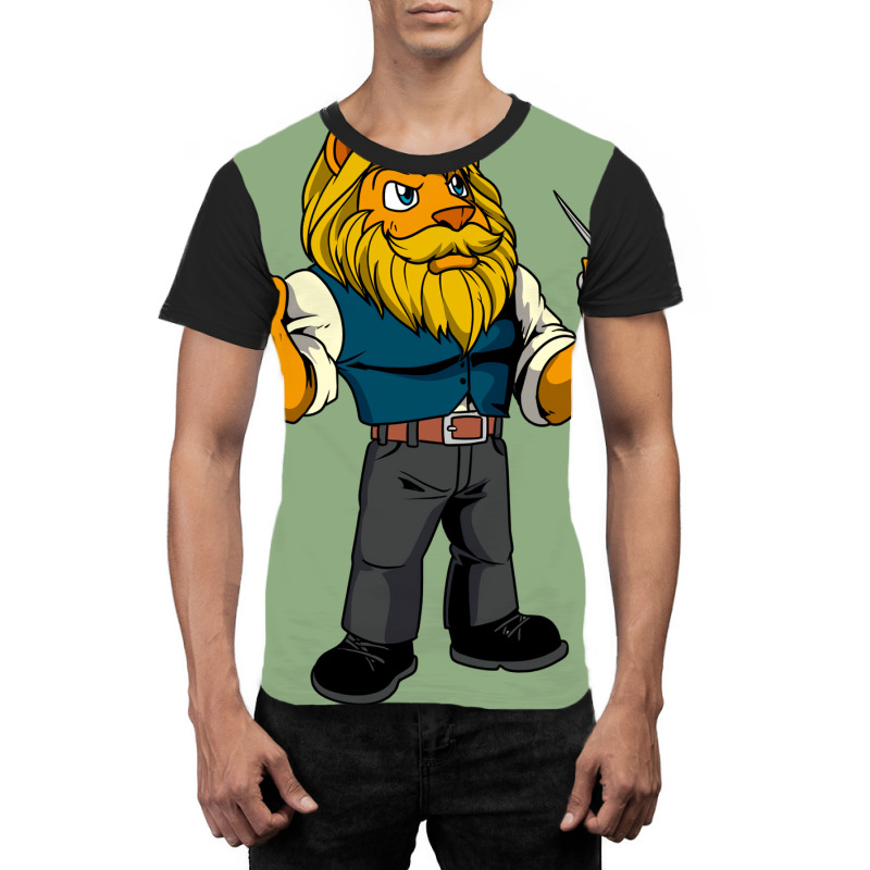 Cartoon Lion Is The Barber Boy Graphic T-shirt | Artistshot