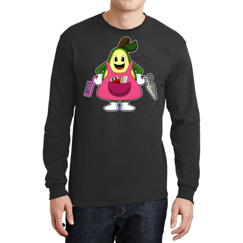 Avocado As Hairdresser With Scissors Comb Funny Long Sleeve Shirts by aasenhejnyl | Artistshot