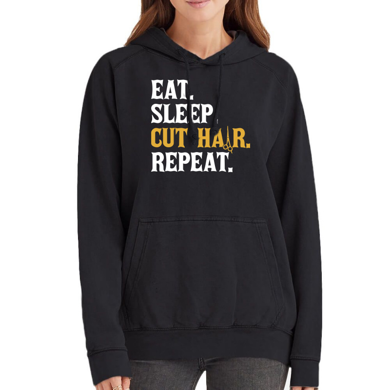 Eat Sleep Cut Hair Repeat 70s Vintage Hoodie | Artistshot