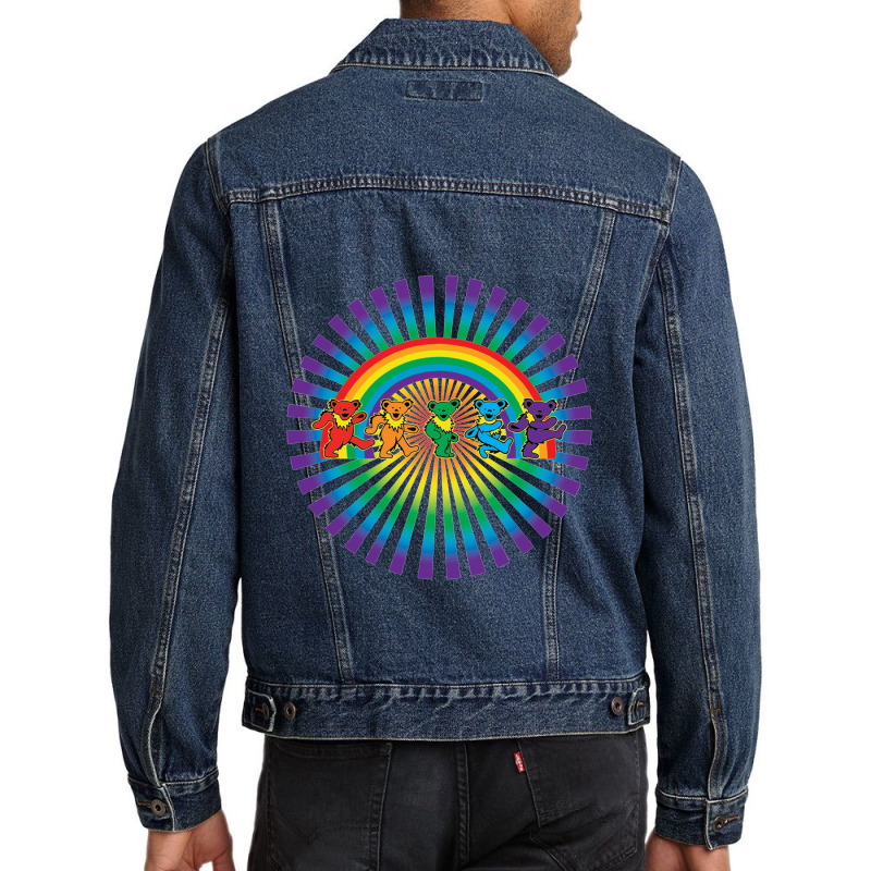 Grateful Rainbow Men Denim Jacket | Artistshot