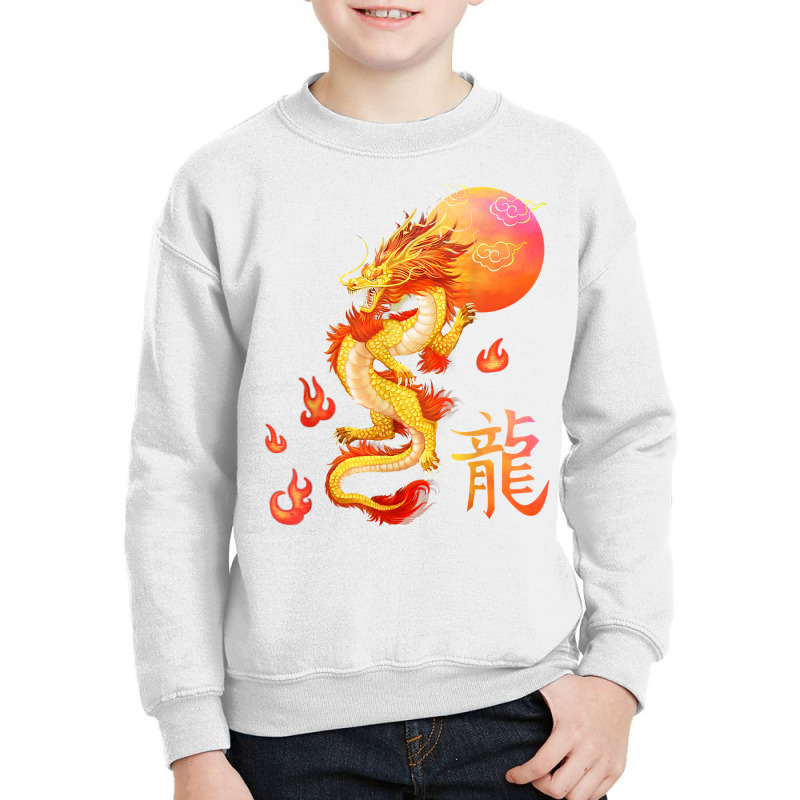 Asian Dragon And Sun, Oriental Chinese Art, Orange Youth Sweatshirt | Artistshot