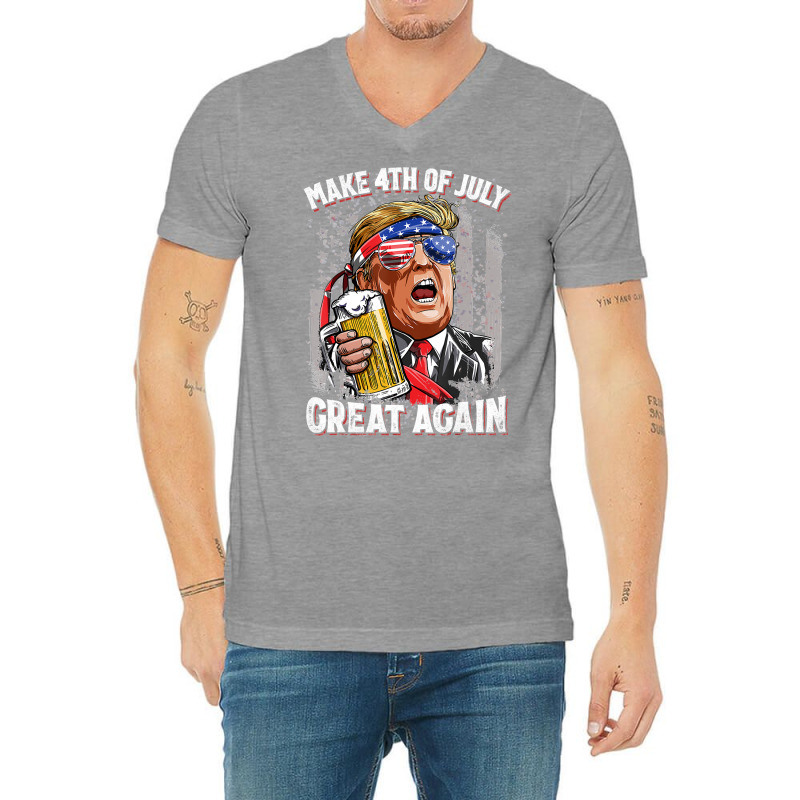 Make 4th Of July Great Again Trump Beer V-neck Tee | Artistshot