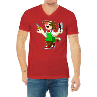 Dog As Hairdresser With Scissors Comb Travel V-neck Tee | Artistshot