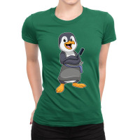 Penguin As Hair Stylist With Comb 80s Ladies Fitted T-shirt | Artistshot