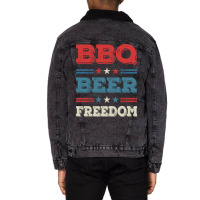 Bbq Beer Freedom Texas Bbq Design For Him Funny Unisex Sherpa-lined Denim Jacket | Artistshot