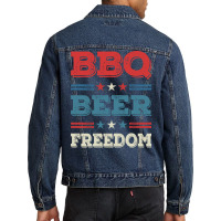 Bbq Beer Freedom Texas Bbq Design For Him Funny Men Denim Jacket | Artistshot